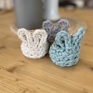 Horgolt nyuszi tojástartó (3db) - otthon & életmód - tárolás & rendszerezés - tárolókosár - Meska.hu