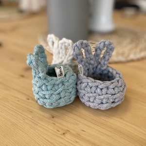 Horgolt nyuszi tojástartó (3db) - otthon & életmód - tárolás & rendszerezés - tárolókosár - Meska.hu