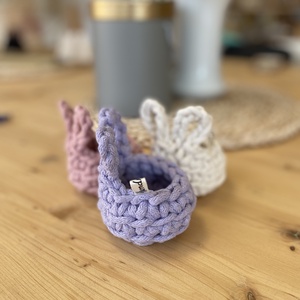 Horgolt nyuszi tojástartó (3db) - otthon & életmód - tárolás & rendszerezés - tárolókosár - Meska.hu