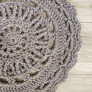 Kerek, horgolt szőnyeg - mokka, Otthon & Életmód, Lakástextil, Szőnyeg, Horgolt szőnyeg, Horgolás, MESKA