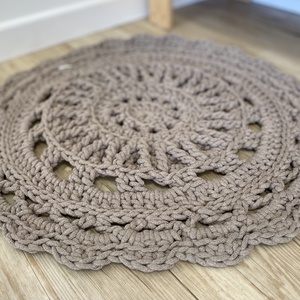 Kerek, horgolt szőnyeg - mokka - otthon & életmód - lakástextil - szőnyeg - horgolt szőnyeg - Meska.hu