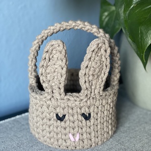 Horgolt nyuszi kosár d15 - barna - Meska.hu