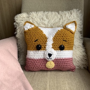 Corgi horgolt párna személyre szabható - Meska.hu