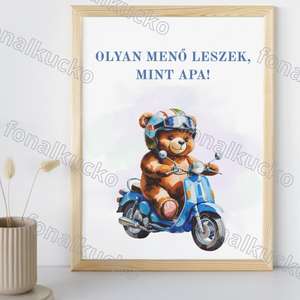 Nyomtatható kis motoros maci gyerekszoba kép személyes betűvel, Otthon & Életmód, Babaszoba, gyerekszoba, Babaszoba kép, Fotó, grafika, rajz, illusztráció, MESKA