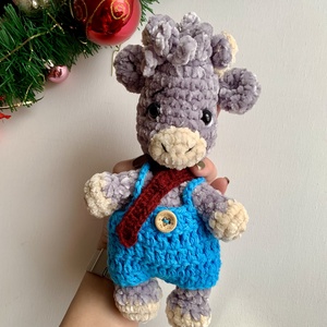 Horgolt téli felföldi skót tehén plüss sálban, Játék & Sport, Plüssállat & Játékfigura, Más figura, Horgolás, MESKA