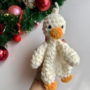 Horgolt fehér kacsa plüss alvóka szundipajti, Játék & Sport, Plüssállat & Játékfigura, Más figura, Horgolás, MESKA