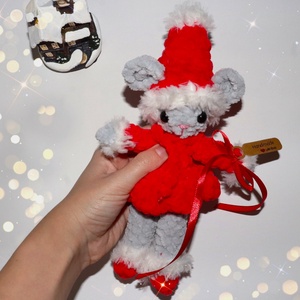 Horgolt karácsonyi mikulás egér plüss - játék & sport - plüssállat & játékfigura - egér - Meska.hu