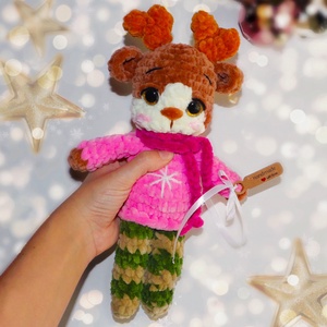 Horgolt nagy karácsonyi őzike plüss gyerekeknek - játék & sport - plüssállat & játékfigura - plüss mesefigurák - Meska.hu