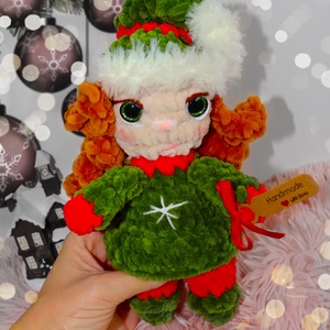 Horgolt kislány karácsonyi manó plüss amigurumi - karácsony - karácsonyi lakásdekoráció - karácsonyi manók, figurák - Meska.hu