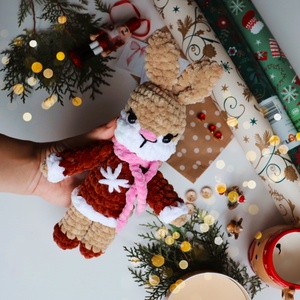 Horgolt karácsonyi nyuszi plüss gyerekeknek, Játék & Sport, Plüssállat & Játékfigura, Nyuszi, Horgolás, MESKA