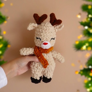 Horgolt karácsonyi rénszarvas plüss, Karácsony, Mikulás, Mikulás ajándékok, Horgolás, MESKA