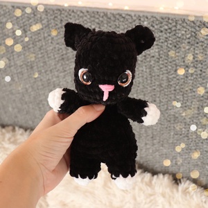 Horgolt plüss fekete cica - játék & sport - plüssállat & játékfigura - cica - Meska.hu