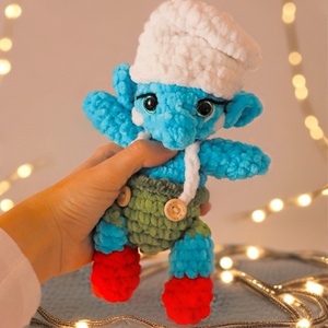 Horgolt karácsonyi hupikék törpikék plüss - Meska.hu
