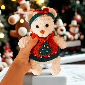 Horgolt karácsonyi maci plüss gyerekeknek, Játék & Sport, Plüssállat & Játékfigura, Maci, Horgolás, MESKA
