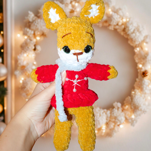 Horgolt karácsonyi róka lány plüss  - Meska.hu