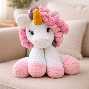 Horgolt színes unikornis plüss  - Meska.hu