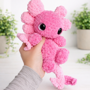 Horgolt rózsaszín aranyos sárkány plüss - Meska.hu