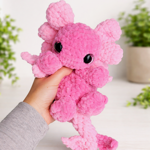 Horgolt rózsaszín aranyos sárkány plüss - játék & sport - plüssállat & játékfigura - plüss sárkány - Meska.hu