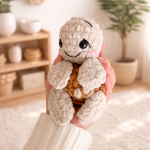 Horgolt bézs teknős plüss gyerekeknek - játék & sport - plüssállat & játékfigura - teknős - Meska.hu