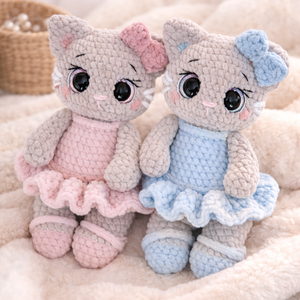 Horgolt balerina plüss cicák, Játék & Sport, Plüssállat & Játékfigura, Cica, Horgolás, MESKA