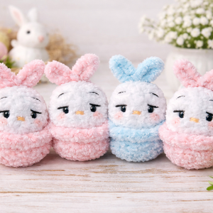 Horgolt húsvéti dísz nyuszik tojásban - ünnepi díszek, dekorációk - húsvéti díszek és dekorációk - húsvéti kosár - Meska.hu