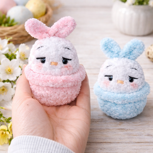 Horgolt húsvéti dísz nyuszik tojásban, Ünnepi díszek, dekorációk, Húsvéti díszek és dekorációk, Húsvéti kosár, Horgolás, MESKA