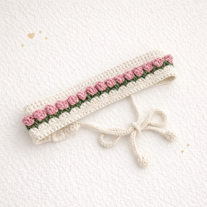 Horgolt tavaszi tulipán hajpánt - Meska.hu