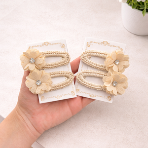 Horgolt esküvői koszorúslány virágos bézs hajcsat - Meska.hu