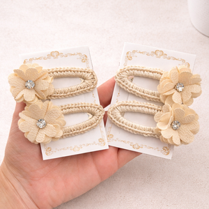 Horgolt esküvői koszorúslány virágos bézs hajcsat - Meska.hu