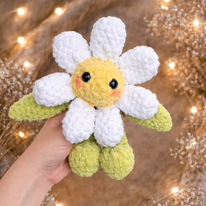 Horgolt margaréta virág plüss lábakkal, Játék & Sport, Plüssállat & Játékfigura, Plüss mesefigurák, Horgolás, MESKA