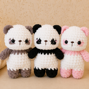 Horgolt panda plüssök több színben és méretben - Meska.hu