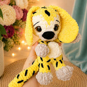 Horgolt Marsupilami inspirálta plüss gyerekeknek - Meska.hu