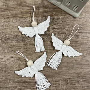 Horgolt angyalka dísz  kézzel készült, letisztult karácsonyi dekoráció, Karácsony, Karácsonyi lakásdekoráció, Karácsonyfadíszek, Horgolás, MESKA