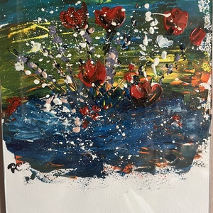 Csendélet virágokkal, Művészet, Festmény, Akril, Festészet, Festett tárgyak, MESKA