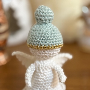 Angyalka pasztellkék sapkával - karácsony - karácsonyi ajándékozás - karácsonyi ajándékcsomagolás - Meska.hu