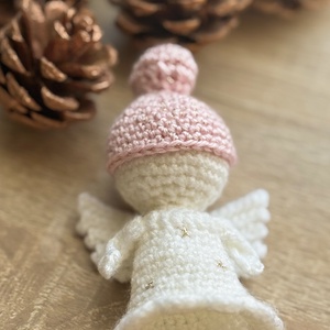 Angyalka színes sapkával, Karácsony, Karácsonyi ajándékozás, Karácsonyi ajándékcsomagolás, Horgolás, MESKA