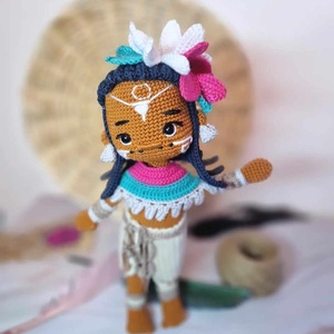 Horgolt baba, horgolás, amigurumi,  Kézműves baba, Indián baba, egyedi baba, öltöztethető baba, tradicionális baba - Meska.hu