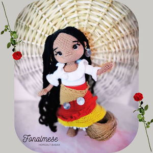 Horgolt baba, horgolás, amigurumi, roma lány baba - Meska.hu