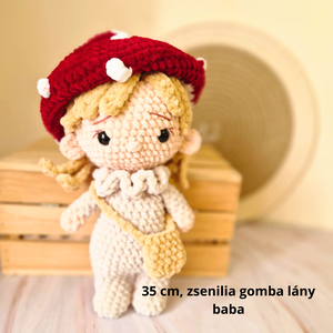 Horgolt baba, horgolás, amigurumi, zsenilia baba, gombás - Meska.hu
