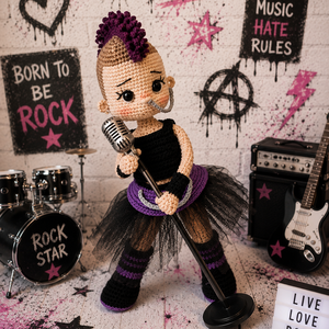 Punk lány. Amigurumi baba, Horgolt baba. - játék & sport - baba & babaház - öltöztethető baba - Meska.hu