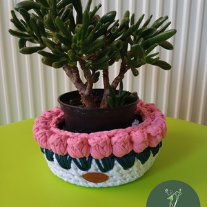 virágos tároló kosár, kaspó - otthon & életmód - tárolás & rendszerezés - tárolókosár - Meska.hu