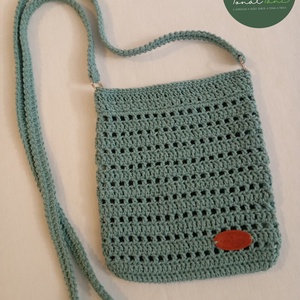 Egyedi horgolt türkiz táska, Táska & Tok, Kézitáska & válltáska, Vállon átvethető táska, , MESKA