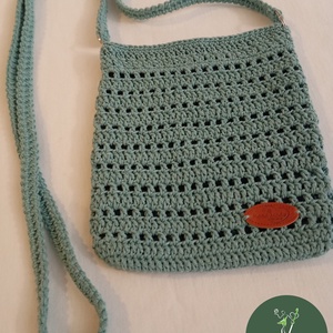 Egyedi horgolt türkiz táska - táska & tok - kézitáska & válltáska - vállon átvethető táska - Meska.hu