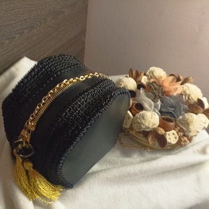 Fekete Bársony-Kézműves női táska - Meska.hu