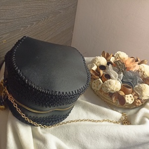 Fekete Bársony-Kézműves női táska - táska & tok - kézitáska & válltáska - alkalmi táska - Meska.hu