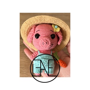 Málna, a kertész malacka - amigurumi horgolásminta - diy (csináld magad) - szabásminta, útmutató - horgolási minta - Meska.hu