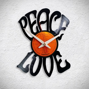 Peace Love - Bakelit falióra, Otthon & Életmód, Dekoráció, Fali és függő dekoráció, Falióra & óra, Újrahasznosított alapanyagból készült termékek, MESKA