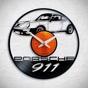 Porsche 911 - Bakelit falióra, Otthon & Lakás, Dekoráció, Fali és függő dekoráció, Falióra & óra, Újrahasznosított alapanyagból készült termékek, Meska