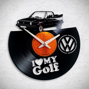 VW Golf Cabrio - különböző - Bakelit falióra, Otthon & Lakás, Dekoráció, Fali és függő dekoráció, Falióra & óra, Újrahasznosított alapanyagból készült termékek, Meska