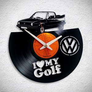 VW Golf Cabrio - különböző - Bakelit falióra, Otthon & Életmód, Dekoráció, Fali és függő dekoráció, Falióra & óra, Újrahasznosított alapanyagból készült termékek, MESKA